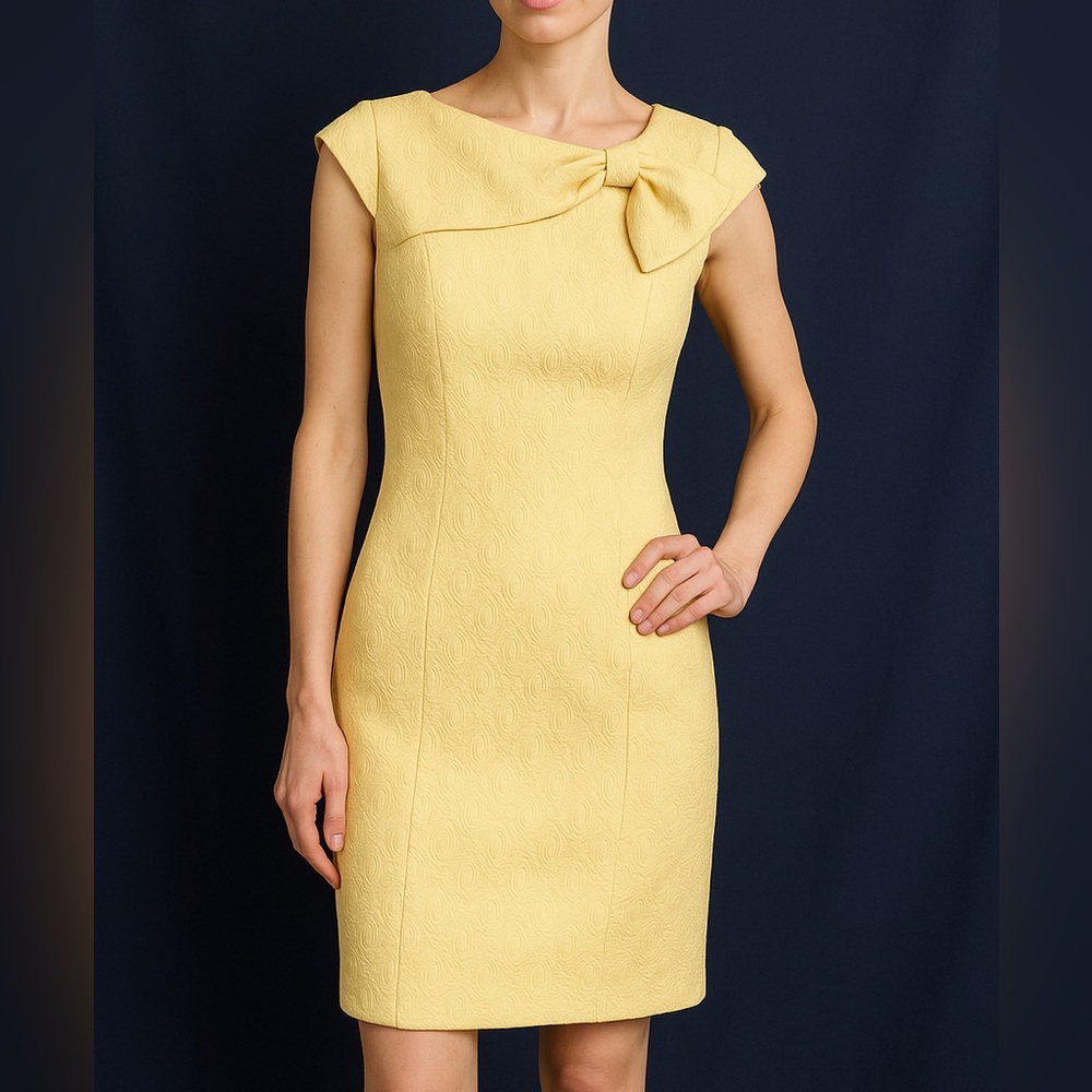 Sandra Darren Yellow Bow Dress Classic Summer Dress Size 6